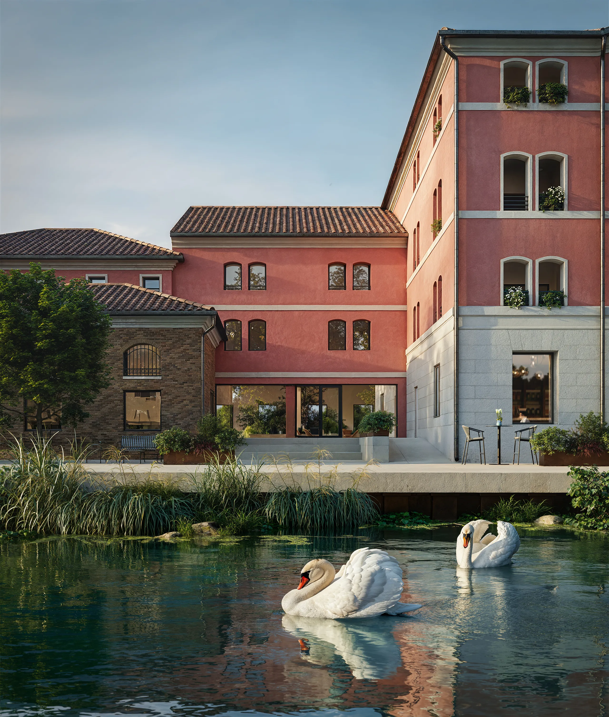 Case nel Parco di Mulini Mandelli, nuove residenze contemporanee circondate dal verde a Treviso.